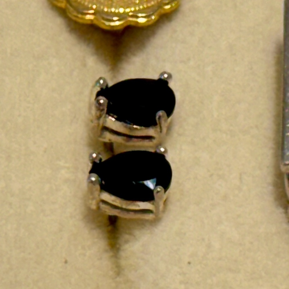 Natural Blue Sapphire and Sterling Silver Pear-Shape Earrings Genuine Gemstones - Picture 7 of 9